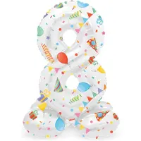 Folat - Staande folieballon Cijfer 8 Joyful Party - 41 cm