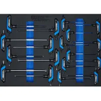 Bgs Accessoires voor gereedschapskoffers, Gereedschapsbak 3/3: Schroevendraaierset met T-greep binnenzeskant, T-Star (voor Torx) 18 stuks.