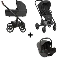 Joie Kinderwagen Chrome2 Trio 3-in-1 Raven incl. i-Snug2 Autostoel, Adapterset & Regenhoes + Isofix Base
