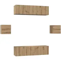 vidaXL Tv-meubelset 6 st Artisan Eiken Bewerkt hout