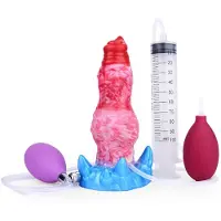 Kiotos Monstar - Blow Cum Cock - Opblaasbare Spuitende Dildo - Rood/Roze/Blauw