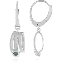 Cavill - Zilveren Oorbellen - 925 Sterling Zilver Geplatineerd - 0 1 ct I2 Blauwe Afrikaanse Diamanten - Ronde Briljant 28 mm Leverback Elegant