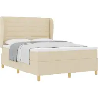 vidaXL Boxspring bed met matras met hoofdeinde Crème 200 x 140 cm Stof