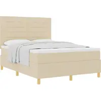 vidaXL Boxspring bed met matras met hoofdeinde Crème 160 x 200 cm Stof