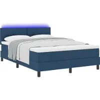 vidaXL Boxspring bed met LED-stripverlichting Blauw 160 x 200 cm Stof