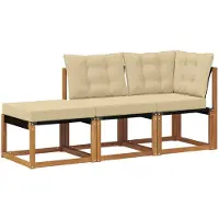 vidaXL 3 st Modulaire buitensofa-eenheden Natuurlijk en Beige