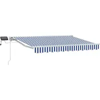 vidaXL Handbediende luifel met LED's Blauw en Wit 3,5 x 2 m