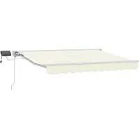 vidaXL Handbediende luifel met LED's Crème en Wit 3 x 2,5 m