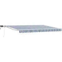 vidaXL Handbediende luifel met LED's Blauw en Wit 4 × 3,5 m