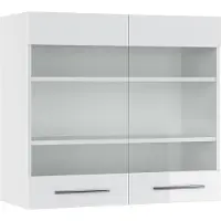Vicco Fame-Line Glazen keukenkast – 80 cm Wit Hoogglans