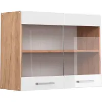 Vicco R-Line Glazen keukenkast – 80 cm Wit Hoogglans