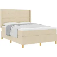 vidaXL Boxspring bed met hoofdeinde Crème 140 x 190 cm Stof