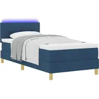 vidaXL LED Box Spring Bed met hoofdeinde Blauw 90 x 190 cm Stof