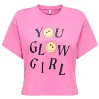ONLY KIDS GIRL T-shirt roze Meisjes Katoen Ronde hals Printopdruk - maat 110/116