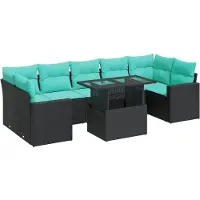 vidaXL 8-delige Loungeset met kussens poly rattan acacia zwart