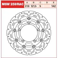 TRW Remschijven Racing vooraan, met ABE VOOR, MSW259RAC ZWEVEND