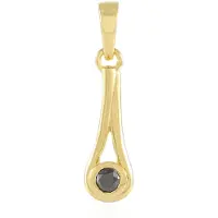 Cavill - Zilveren Hanger met Zwarte Afrikaanse Diamant 0,11 ct - Ronde Briljant 3 mm - 925 Sterling Zilver Verguld - Elegante Druppelvorm