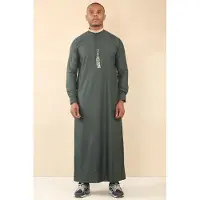 Thobez Groene Thobe voor heren, Arabische kleding uit Saoedi-Arabië, islamitische kleding, Jubba-gewaad