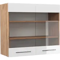 Vicco Fame-Line Glazen keukenkast – 80 cm Wit Hoogglans