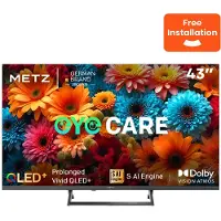 Metz 43MQF7500Z 43 inch (109 cm) QLED 4K UHD Google TV, HDR10+, Dolby Vision en Atmos, HDMI 2.1, VRR, MEMC, ingebouwde Chromecast, drievoudige tuner DVB-T/T2/C/S/S2, weinig blauw licht