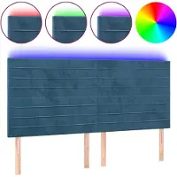 vidaXL Hoofdbord LED 160x5x118/128 cm fluweel donkerblauw