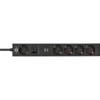 Brennenstuhl stekkerdoos met 5 stopcontacten en USB en USB C-schakelaar zwart/grijs (1,5 meter)
