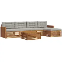 vidaXL Buiten bank set 6 st Natuurlijk en Licht Grijs