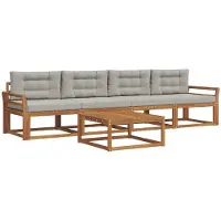 vidaXL Buiten bank set 5 pcs Natuurlijk en Licht Grijs