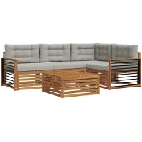 vidaXL Buiten bank set 5 st Natuurlijk en Licht Grijs