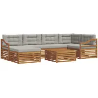 vidaXL Buiten bank set 7 st Natuurlijk en Licht Grijs