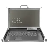 Digitus Modulaire KVM-console 17'' HD LCD TFT, 8 HDMI-poorten, touchpad, GE-toetsenbord, zwart
