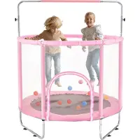 Vevor Kindertrampoline Mini Leisure Trampoline 147 cm voor peuters Verstelbaar met Veiligheidsnet &amp; Basketbalring