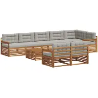 vidaXL Buiten bank set 9 st Natuurlijk en Licht Grijs