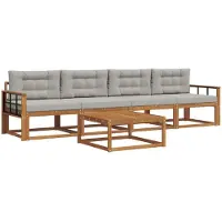 vidaXL Buiten bank set 5 pcs Natuurlijk en Licht Grijs