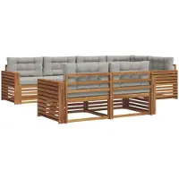 vidaXL Buiten bank set 7 st Natuurlijk en Licht Grijs