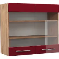 Vicco Fame-Line Glazen keukenkast – 80 cm Bordeauxrode hoogglans