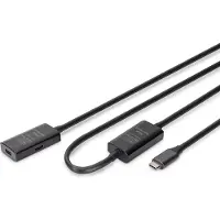 Digitus DA-73109 USB-C-kabel USB 3.2 Gen1, USB 3.2 Gen1, USB 3.0 USB-C, USB-C bus, USB-C stekker 10.00 m Zwart Actief m
