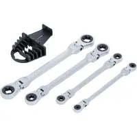 Bgs Spanner, Dubbele ratelringsleutelset buigbaar met E-profiel ringkoppen SW E6 - E24 mm 4-delig.