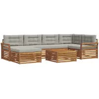 vidaXL Buiten bank set 7 st Natuurlijk en Licht Grijs