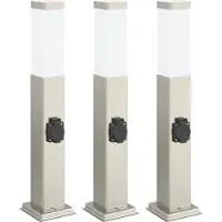vidaXL Bolderverlichting met stopcontact 3 stuks 50 cm RVS IP44