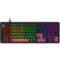 Ajazz AK980 98% bedraad mechanisch toetsenbord, US QWERTY-indeling, gasket-mount, regenboogachtergrondverlichting - hot-swap ondersteuning - rode switch - zwart en roze