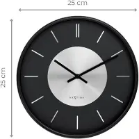 Nextime Retro II – Wandklok – 25 cm – Metaal – Zwart/Zilver – Stil