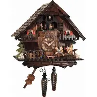 Engstler - 4746_MT - Koekoeksklok - 1-daags kettinguurwerk - Notenhout - met muziek met dansend paar - 33 cm