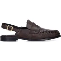 Manfield Donkerbruine leren slingback loafers | Maat 37