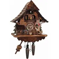 Engstler - 4925_MT - Koekoeksklok - 1-daags kettinguurwerk - Notenhout - met muziek met dansend paar - 35 cm