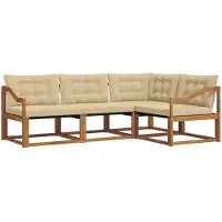 vidaXL Buiten bank set 4 st Natuurlijk en Beige
