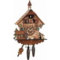 Engstler - 4484_MT - Koekoeksklok - 1-daags kettinguurwerk - Notenhout - met muziek met dansend paar - 35 cm