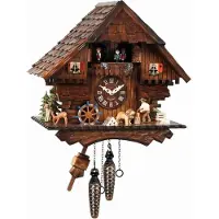 Engstler - 474_MT - Koekoeksklok - 1-daags kettinguurwerk - Notenhout - met muziek met dansend paar - 33 cm
