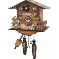 Engstler - 4223_QM - Koekoeksklok - Kwarts - Notenhout - met muziek - 20 cm