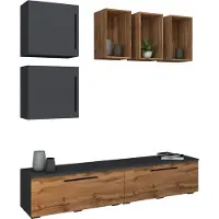 VCM TV Meubilair | Woonwand met voldoende opbergruimte | Gemonteerde muur | Afmetingen H. 200 x B. 190 x D. 40 cm | Fernseh Meubels – Arila L